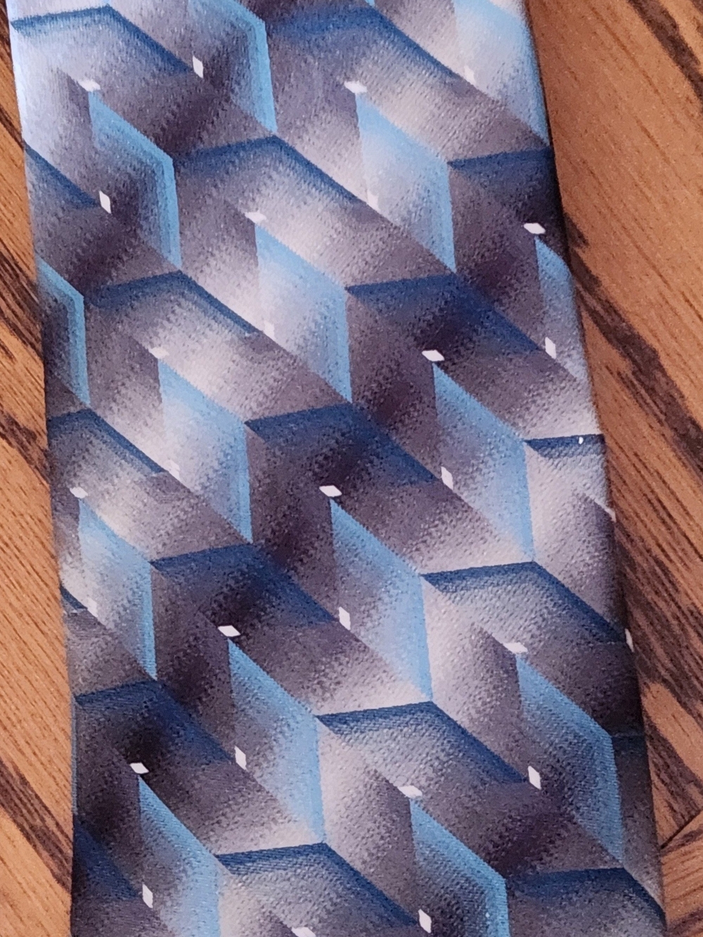 Stafford Blue and Gray Geometric Men's Tie In 100 % Silk